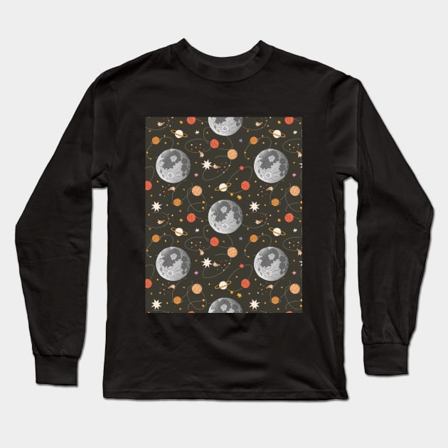 Outer Space Universe Astronomy Pattern Long Sleeve T-Shirt by Teewyld